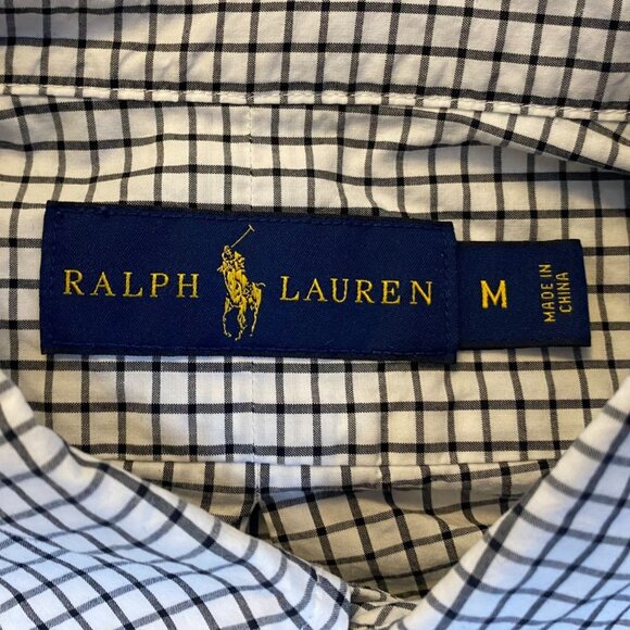 Polo Ralph Lauren Mens Shirt M Checkered Long-Sleeve Button-Down Cotton Classic - Picture 5 of 10